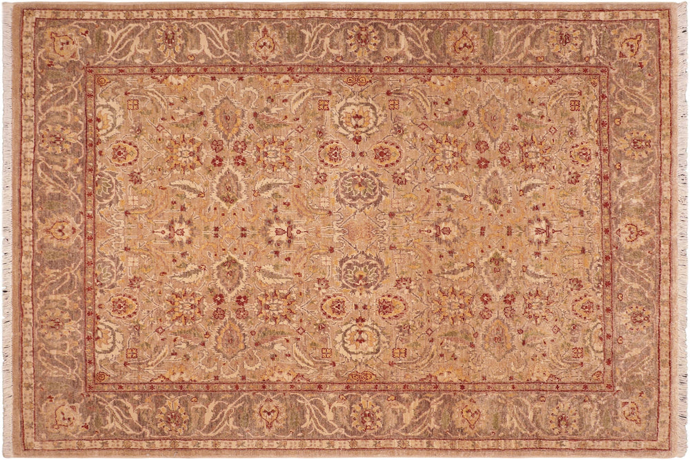 handmade Traditional Kafkaz Tan Lt. Brown Hand Knotted RECTANGLE 100% WOOL area rug 5x7