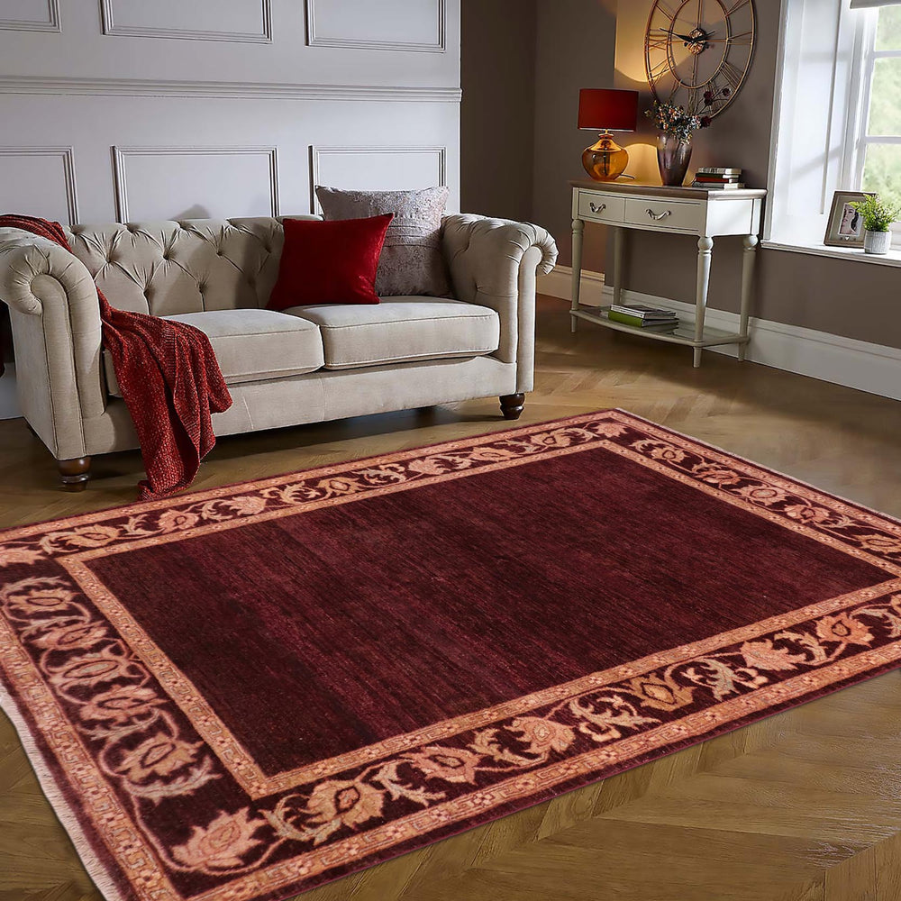 handmade Modern Gabbeh Maroon Beige Hand Knotted RECTANGLE 100% WOOL area rug 5' x 7'
