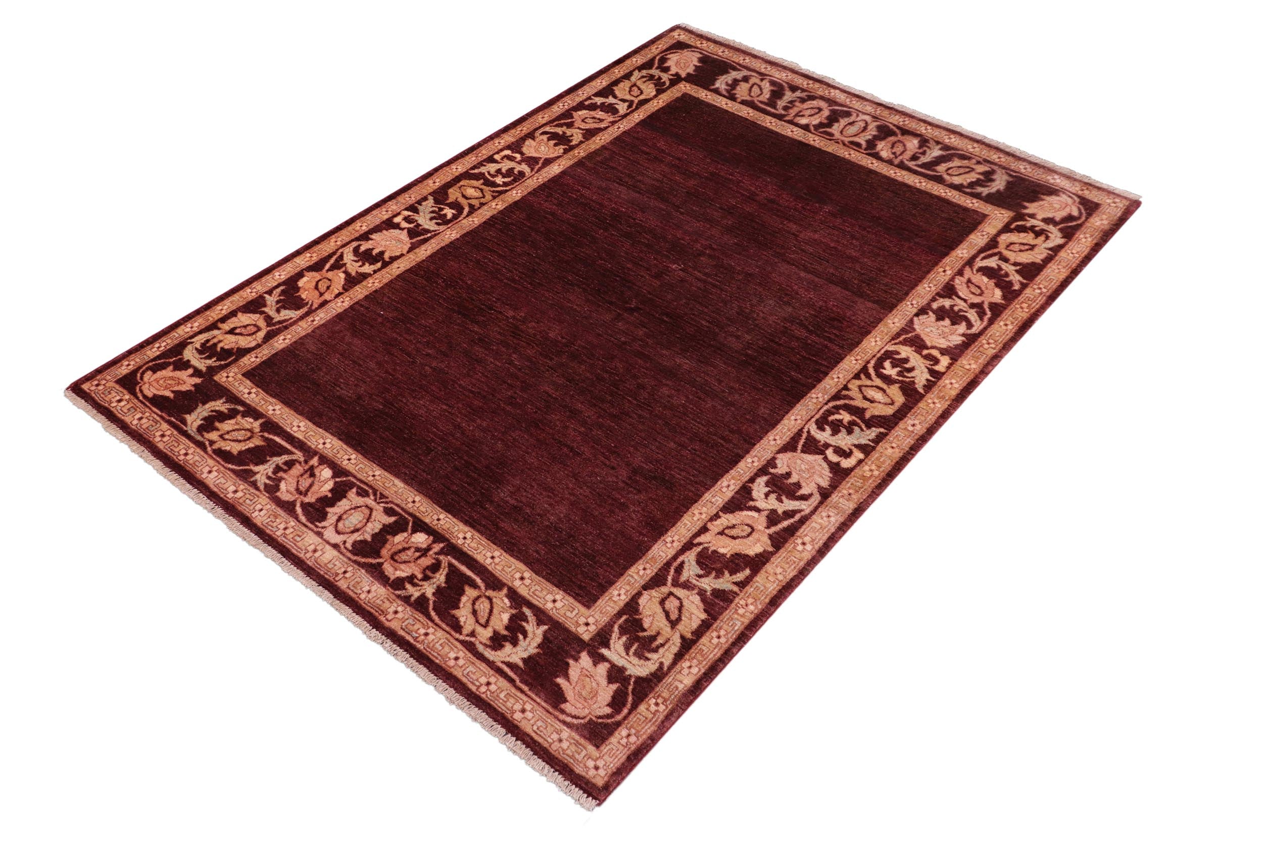handmade Modern Gabbeh Maroon Beige Hand Knotted RECTANGLE 100% WOOL area rug 5' x 7'