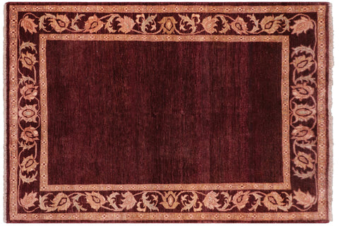 handmade Modern Gabbeh Maroon Beige Hand Knotted RECTANGLE 100% WOOL area rug 5' x 7'