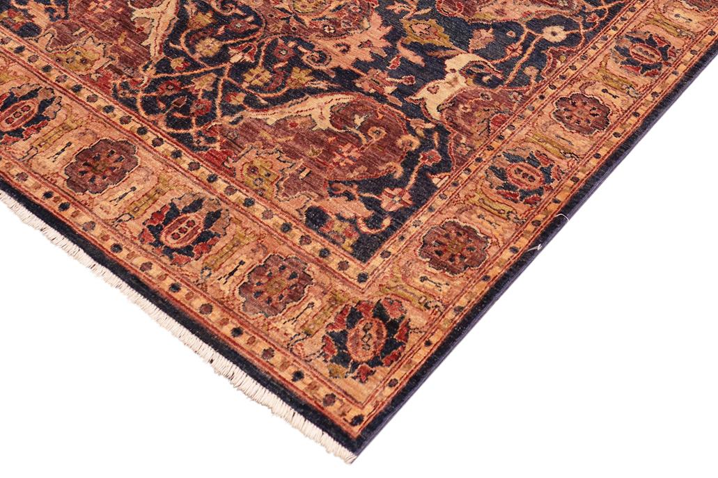 handmade Traditional Kafkaz Blue Gold Hand Knotted RECTANGLE 100% WOOL area rug 5 x 7