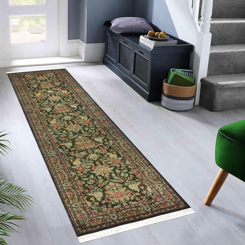 handmade Traditional Kashan Green Red Hand Knotted RUNNER 100% WOOL area rug 3' x 11'