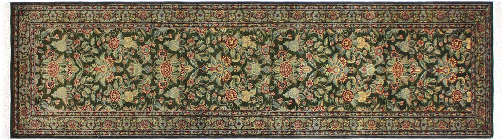 handmade Traditional Kashan Green Red Hand Knotted RUNNER 100% WOOL area rug 3' x 11'