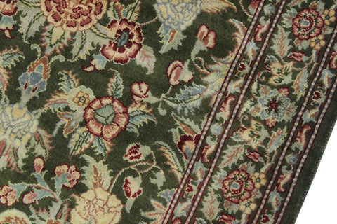 handmade Traditional Kashan Green Red Hand Knotted RUNNER 100% WOOL area rug 3' x 11'