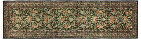 handmade Traditional Kashan Green Red Hand Knotted RUNNER 100% WOOL area rug 3' x 11'