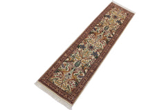 handmade Traditional Internation Beige Brown Hand Knotted RUNNER 100% WOOL area rug 3' x 10'