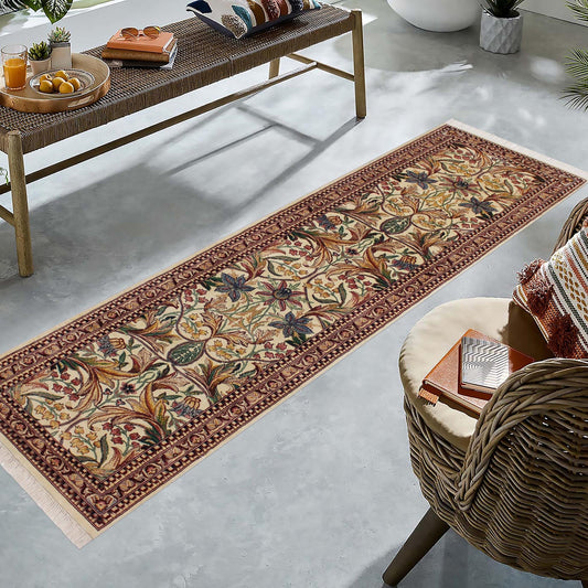 handmade Traditional Internation Beige Brown Hand Knotted RUNNER 100% WOOL area rug 3' x 10'