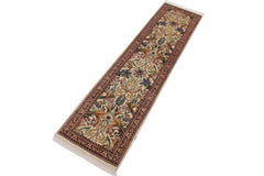 handmade Traditional Internation Beige Brown Hand Knotted RUNNER 100% WOOL area rug 3' x 10'