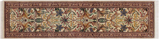 handmade Traditional Internation Beige Brown Hand Knotted RUNNER 100% WOOL area rug 3' x 10'