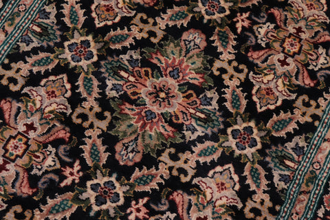 handmade Traditional Tabriz Black Pink Hand Knotted RUNNER 100% WOOL area rug 3' x 10'