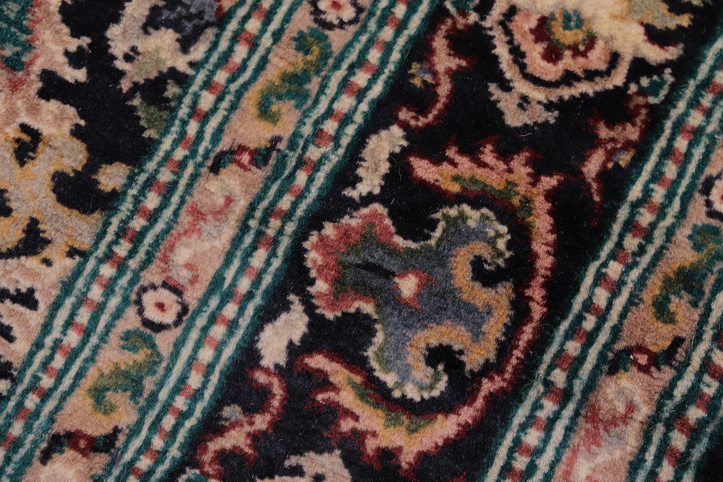handmade Traditional Tabriz Black Pink Hand Knotted RUNNER 100% WOOL area rug 3' x 10'