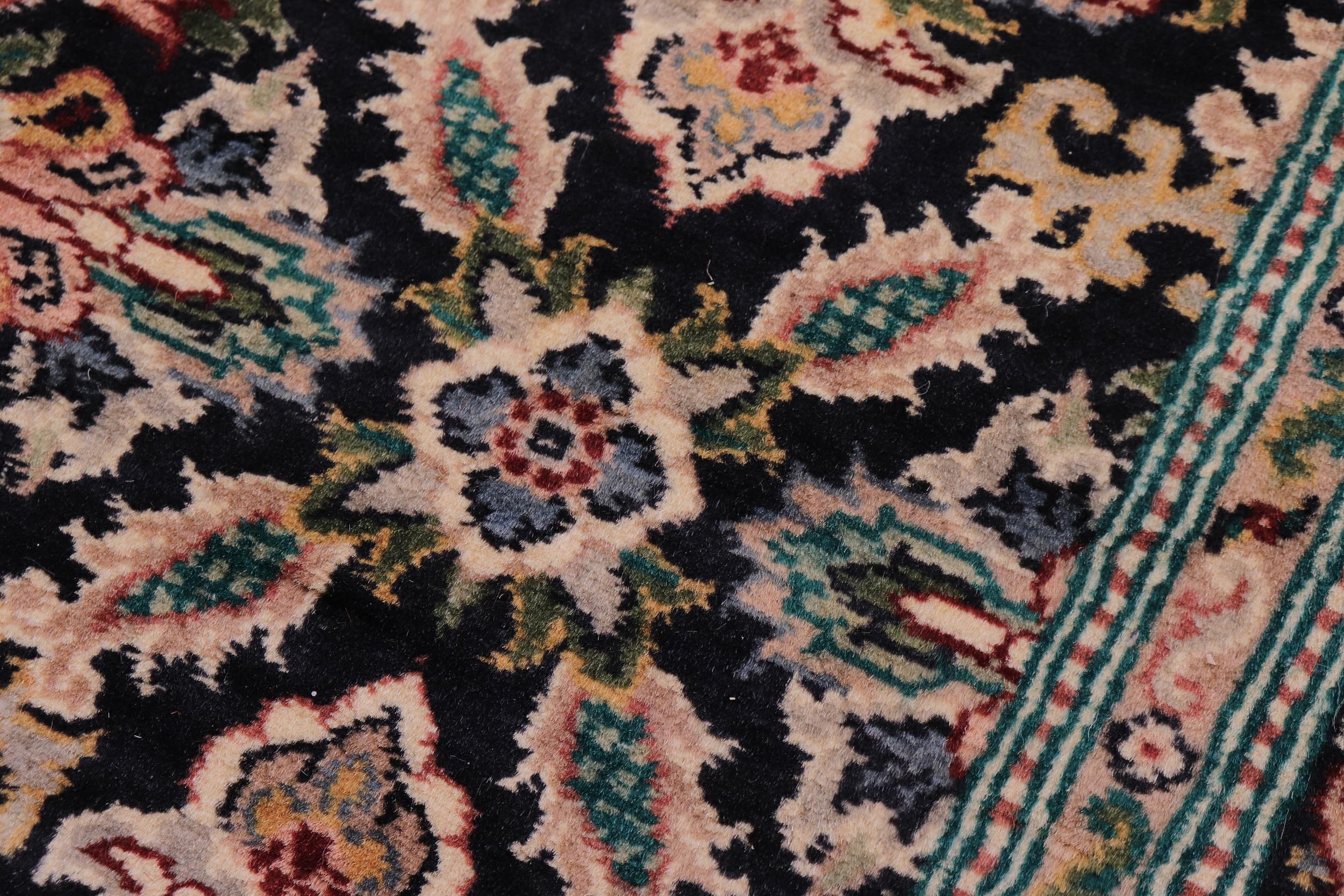 handmade Traditional Tabriz Black Pink Hand Knotted RUNNER 100% WOOL area rug 3' x 10'