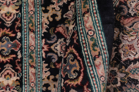 handmade Traditional Tabriz Black Pink Hand Knotted RUNNER 100% WOOL area rug 3' x 10'