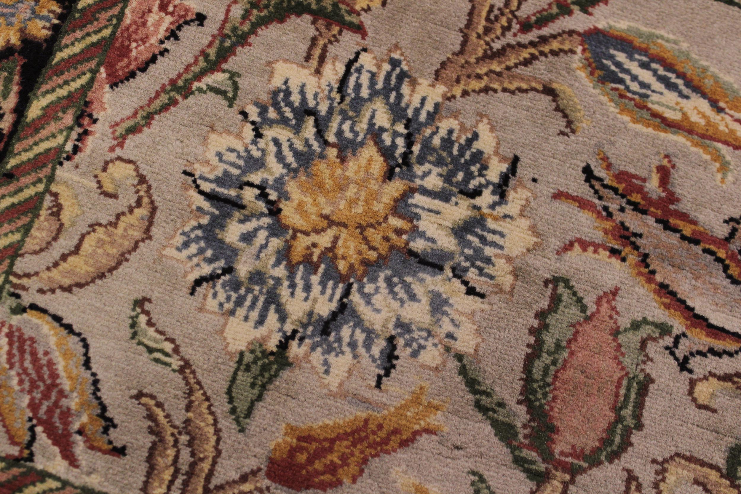 handmade Traditional Kamal Taupe Black Hand Knotted RUNNER 100% WOOL area rug 3' x 8'