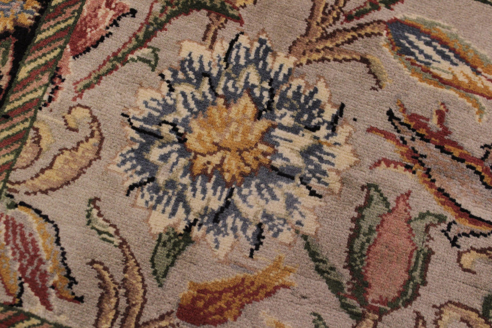 handmade Traditional Kamal Taupe Black Hand Knotted RUNNER 100% WOOL area rug 3' x 8'