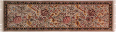 handmade Traditional Kamal Taupe Black Hand Knotted RUNNER 100% WOOL area rug 3' x 8'
