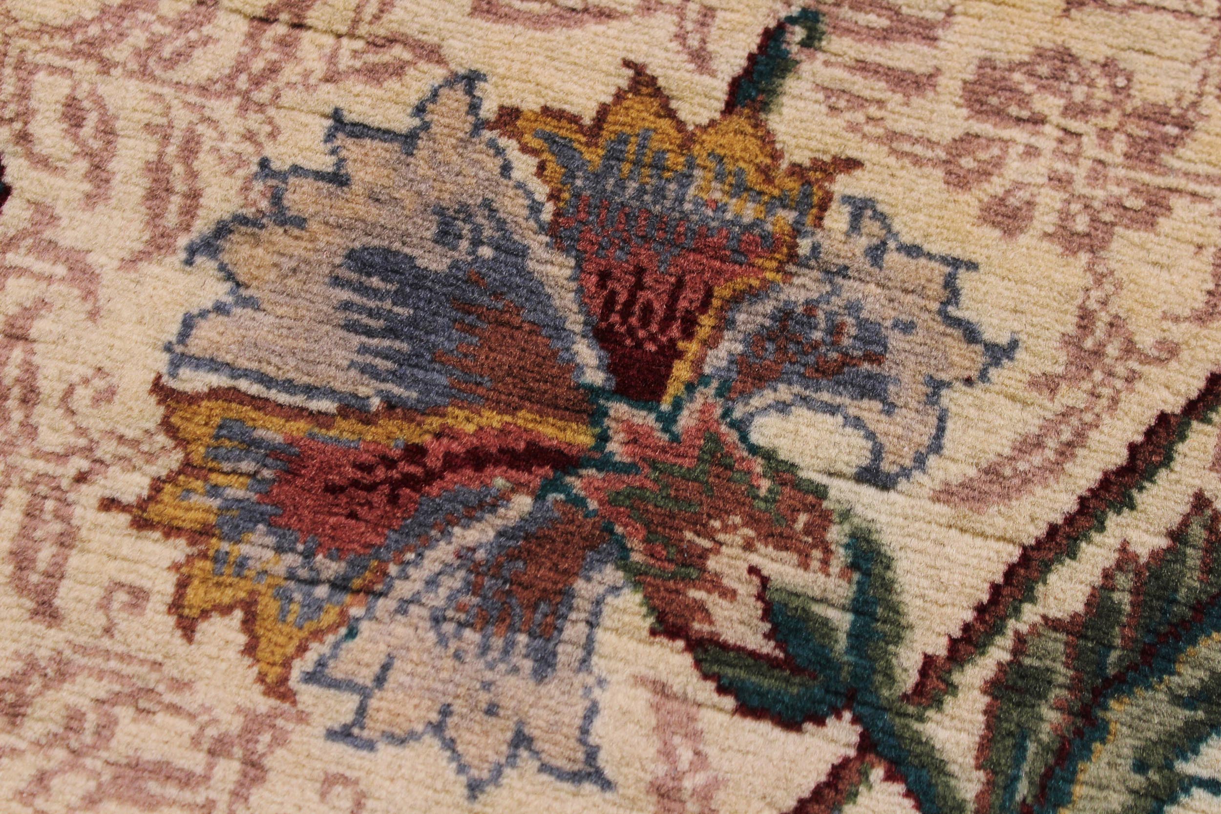 handmade Traditional Azeem Beige Gold Hand Knotted RUNNER 100% WOOL area rug 2' x 8'