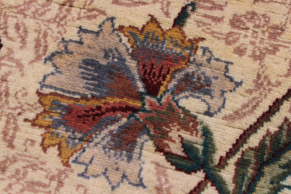 handmade Traditional Azeem Beige Gold Hand Knotted RUNNER 100% WOOL area rug 2' x 8'