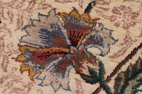 handmade Traditional Azeem Beige Gold Hand Knotted RUNNER 100% WOOL area rug 2' x 8'