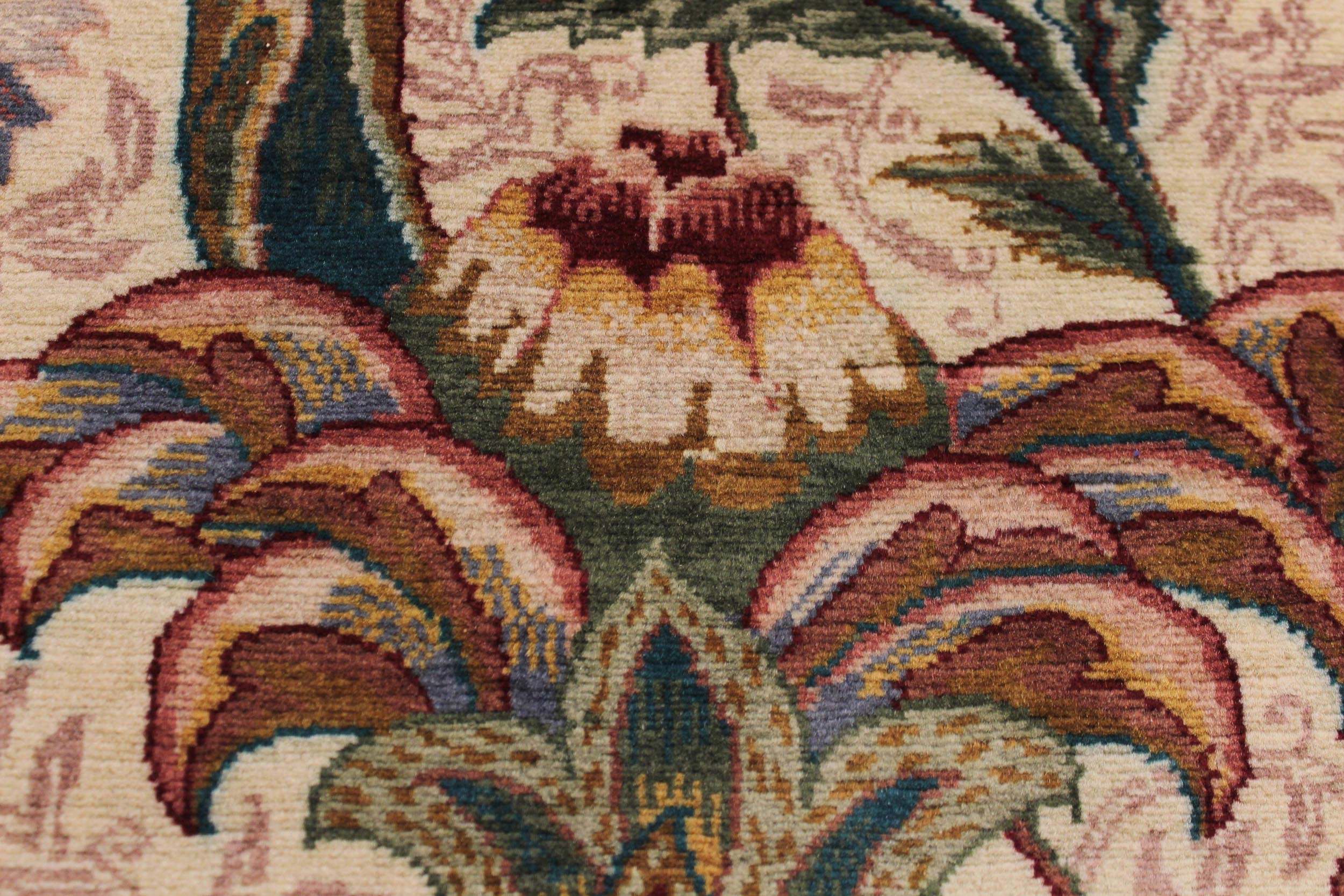handmade Traditional Azeem Beige Gold Hand Knotted RUNNER 100% WOOL area rug 2' x 8'