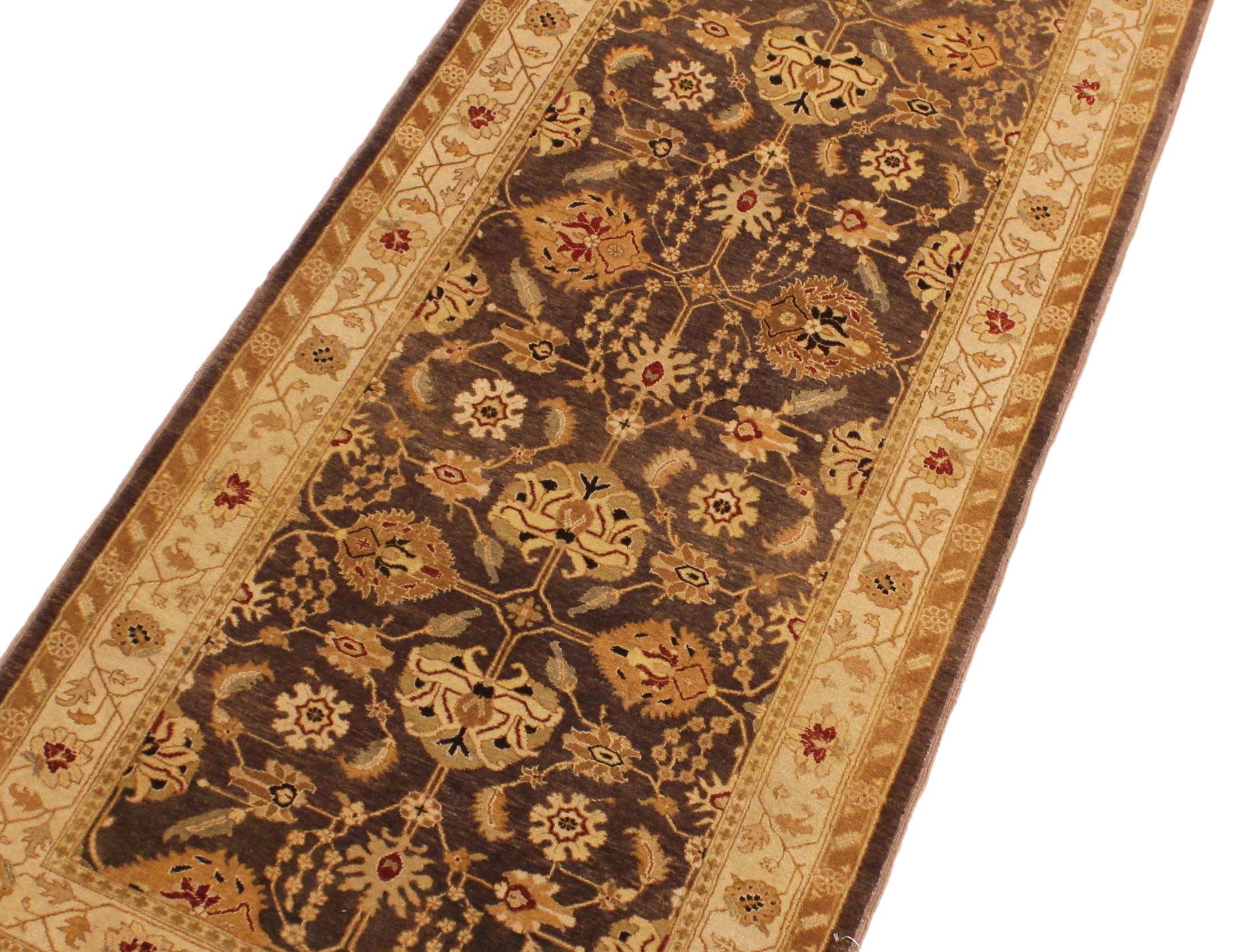 handmade Transitional Kafkaz Brown Beige Hand Knotted RUNNER 100% WOOL area rug 3' x 8'