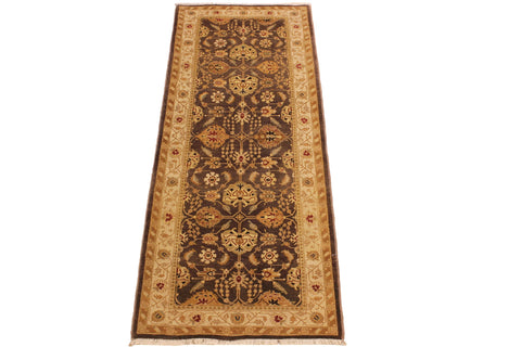 handmade Transitional Kafkaz Brown Beige Hand Knotted RUNNER 100% WOOL area rug 3' x 8'