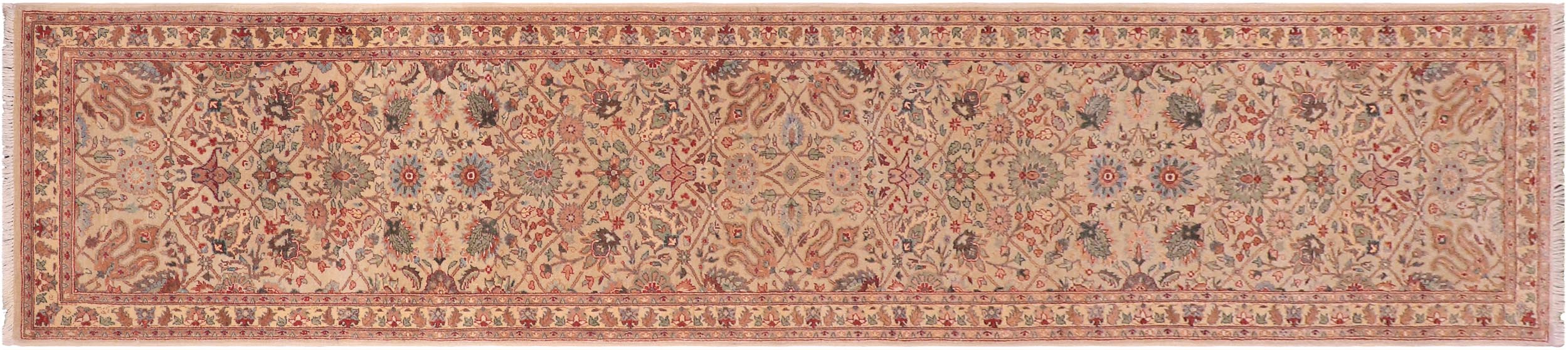 handmade Transitional  Lt. Gray Ivory Hand Knotted RUNNER 100% WOOL area rug 3' x 12'