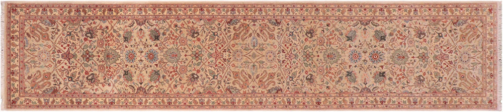 handmade Transitional  Lt. Gray Ivory Hand Knotted RUNNER 100% WOOL area rug 3' x 12'