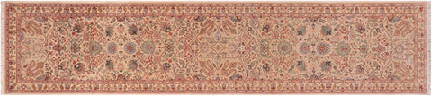 handmade Transitional  Lt. Gray Ivory Hand Knotted RUNNER 100% WOOL area rug 3' x 12'