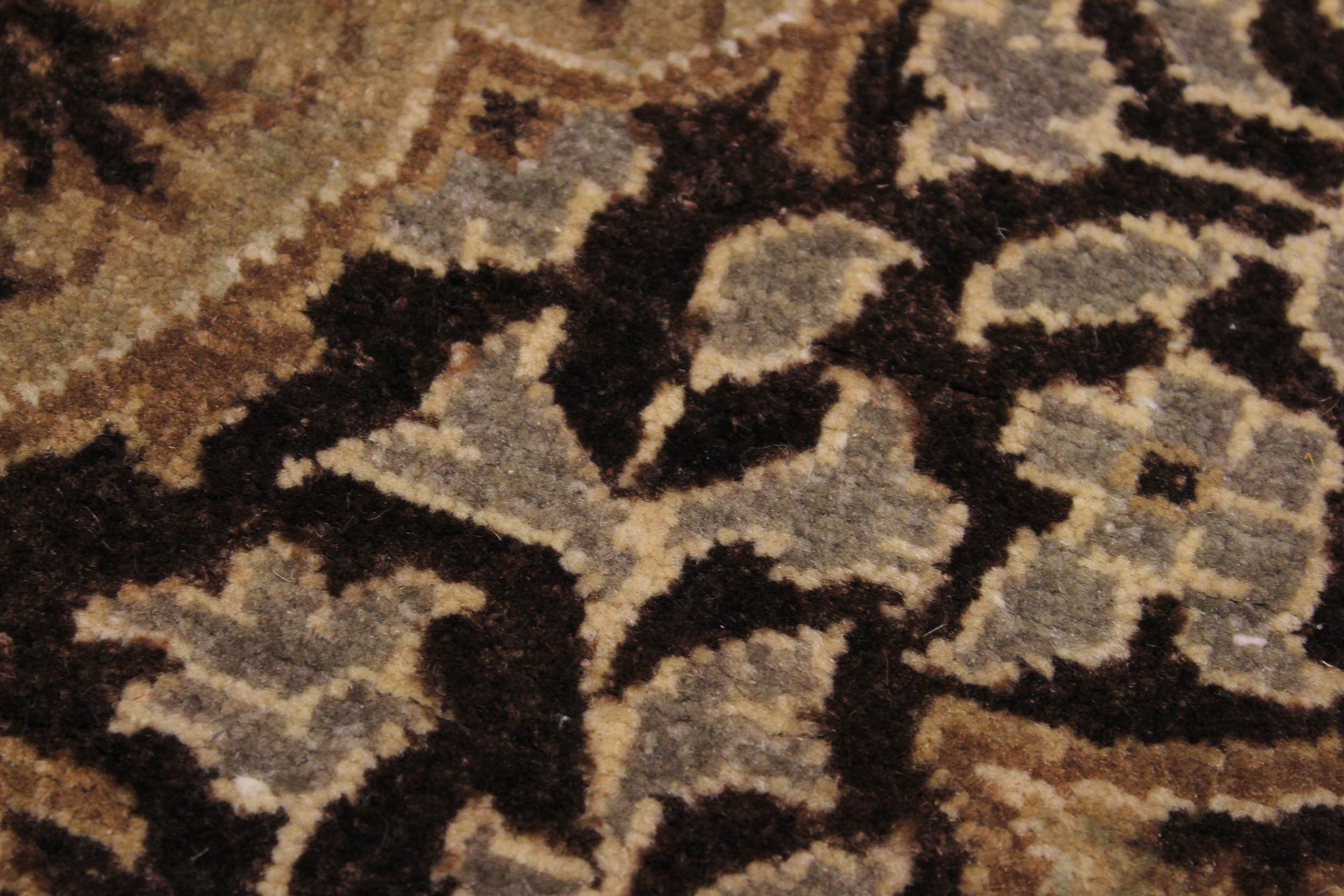 handmade Transitional Veg Dye Brown Gold Hand Knotted RUNNER 100% WOOL area rug 3' x 11'