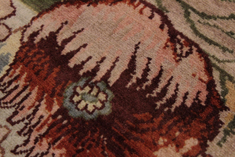 handmade Traditional Nawazish Taupe Green Hand Knotted RUNNER 100% WOOL area rug 2' x 12'
