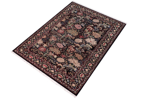 handmade Transitional Morris Black Black Hand Knotted RECTANGLE 100% WOOL area rug 3x5