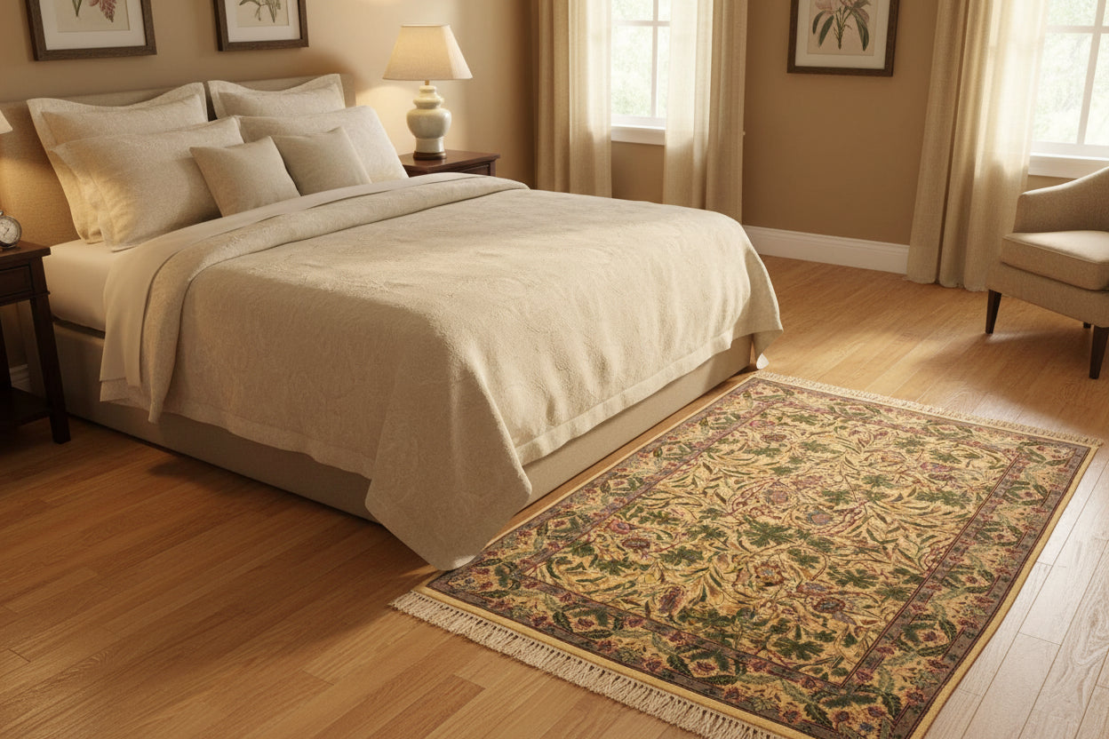 handmade Transitional Imran Beige Green Hand Knotted RECTANGLE 100% WOOL area rug 3x5