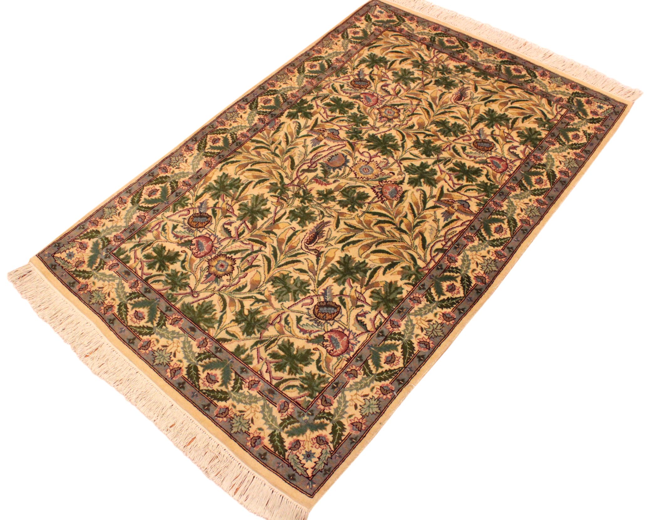 handmade Transitional Imran Beige Green Hand Knotted RECTANGLE 100% WOOL area rug 3x5