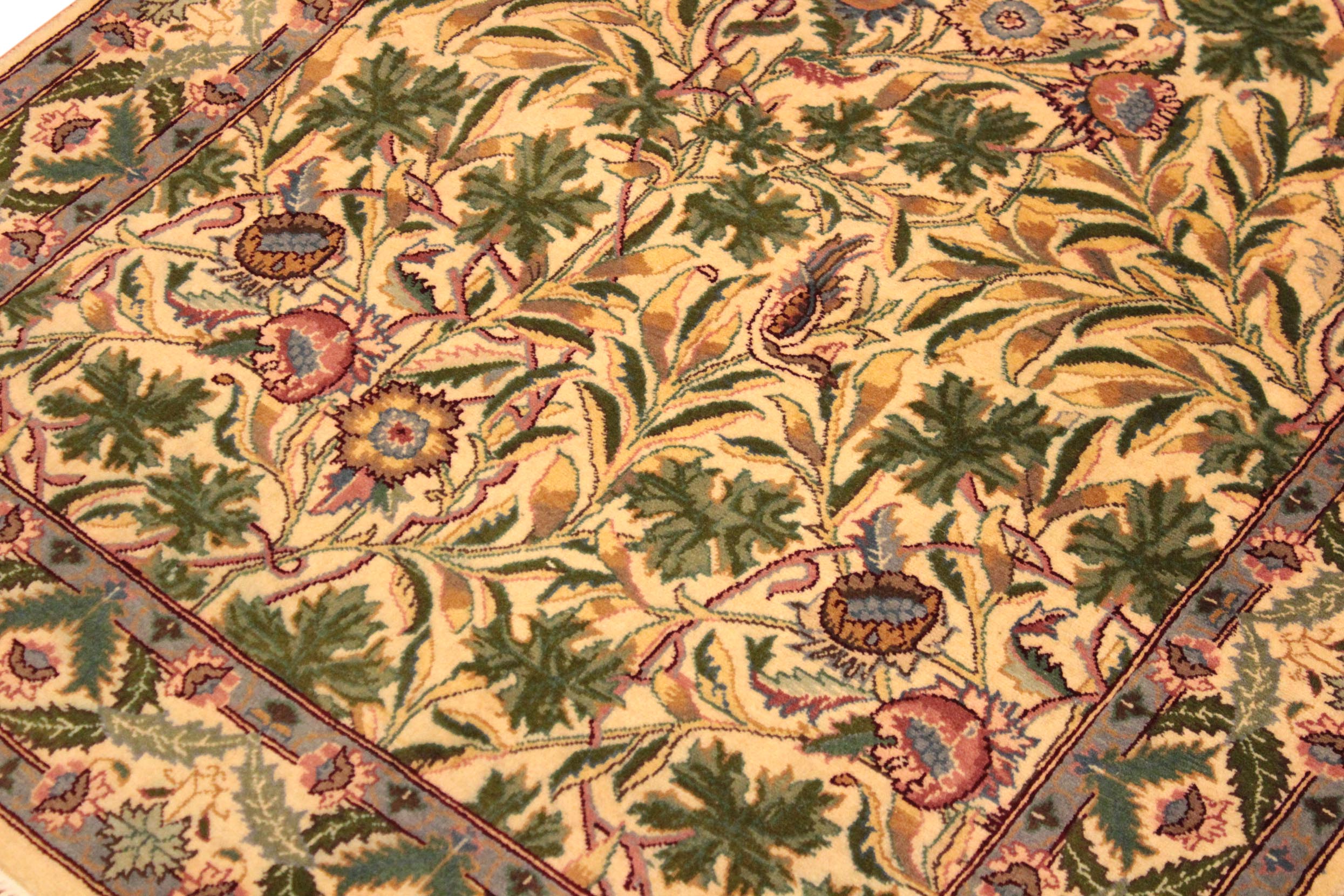 handmade Transitional Imran Beige Green Hand Knotted RECTANGLE 100% WOOL area rug 3x5