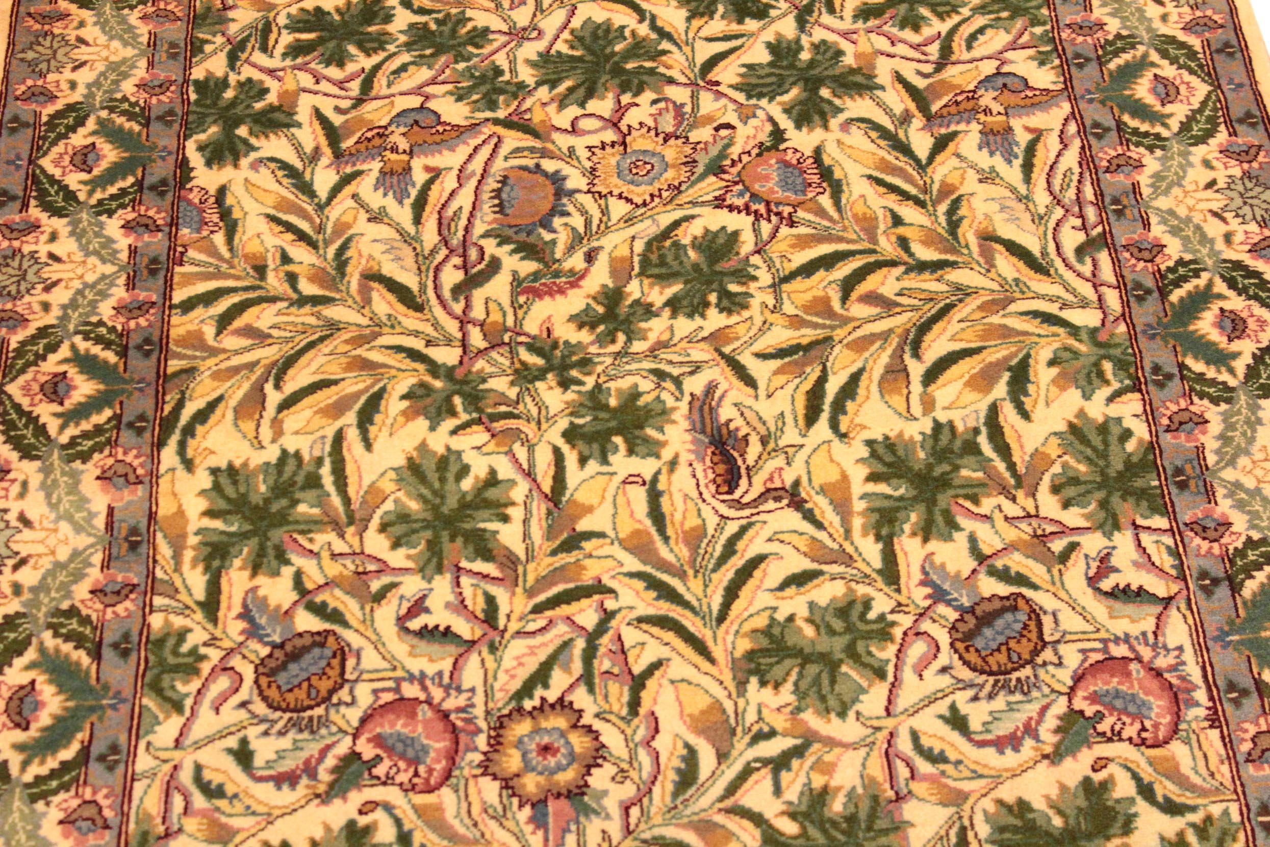handmade Transitional Imran Beige Green Hand Knotted RECTANGLE 100% WOOL area rug 3x5