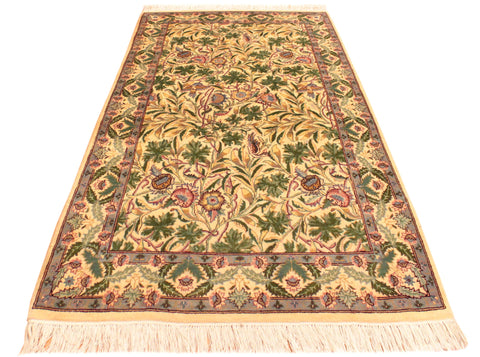 handmade Transitional Imran Beige Green Hand Knotted RECTANGLE 100% WOOL area rug 3x5