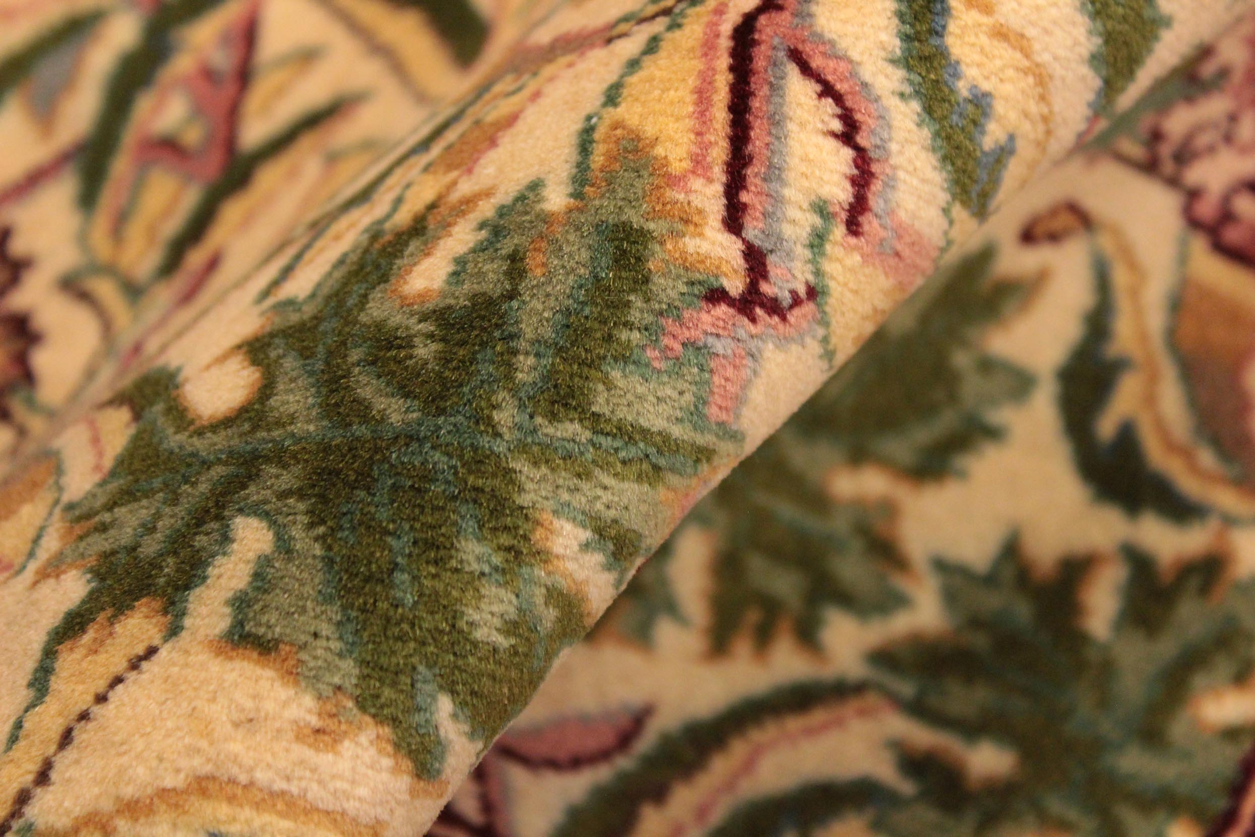 handmade Transitional Imran Beige Green Hand Knotted RECTANGLE 100% WOOL area rug 3x5