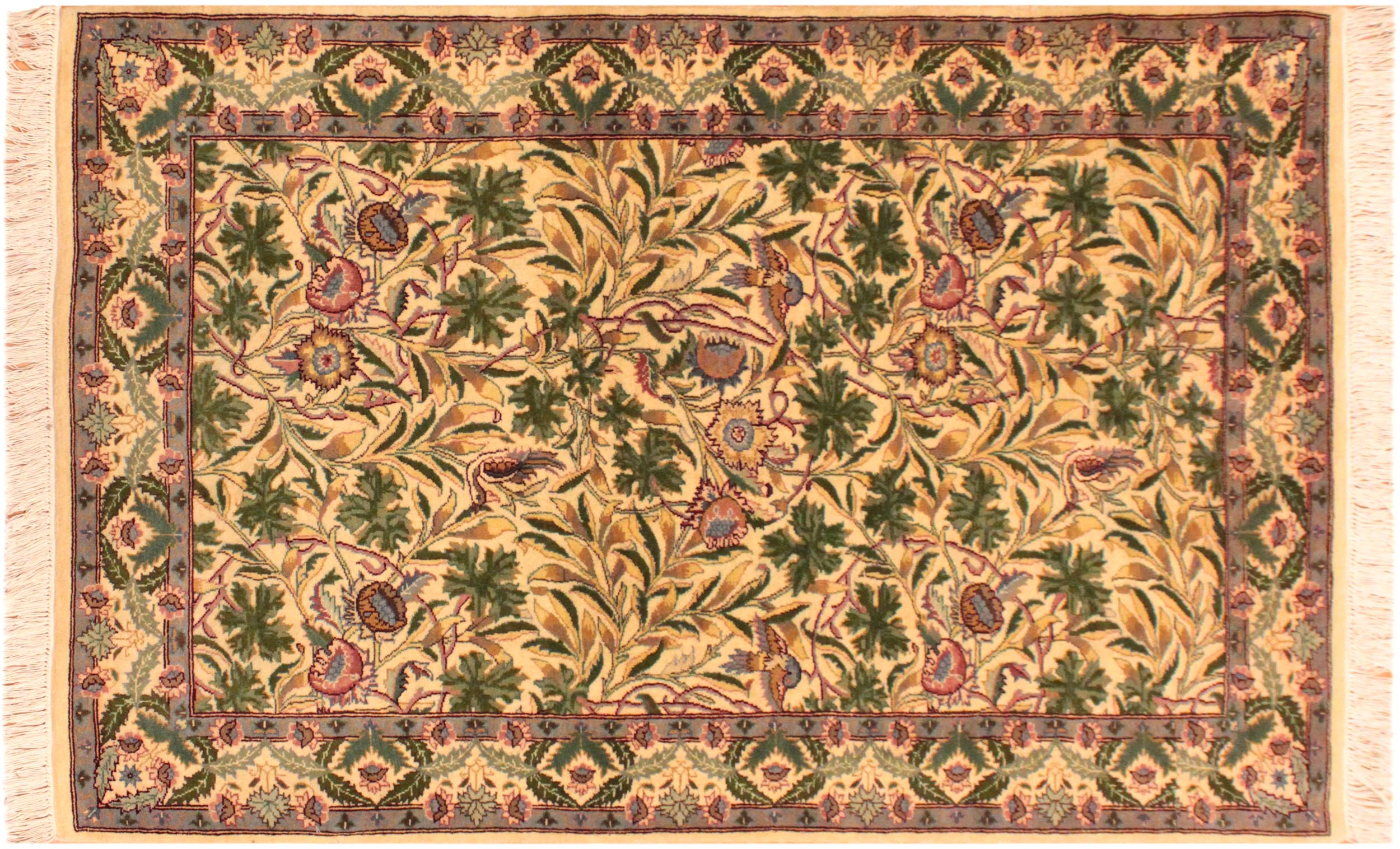 handmade Transitional Imran Beige Green Hand Knotted RECTANGLE 100% WOOL area rug 3x5
