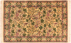 handmade Transitional Imran Beige Green Hand Knotted RECTANGLE 100% WOOL area rug 3x5