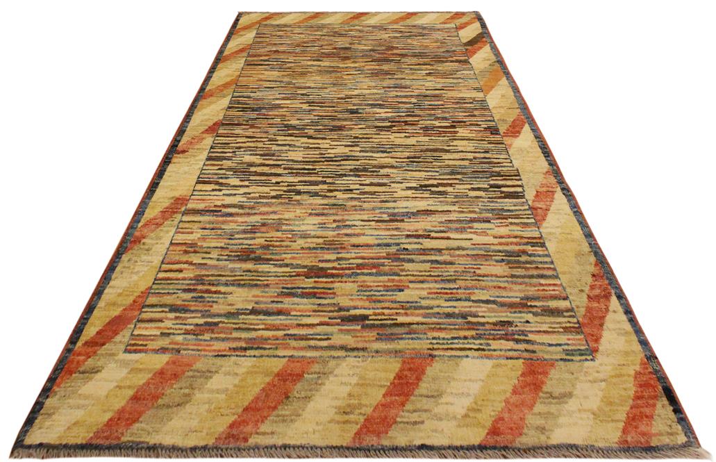 handmade Modern Gabbeh Blue Beige Hand Knotted RECTANGLE 100% WOOL area rug 3  x 5 