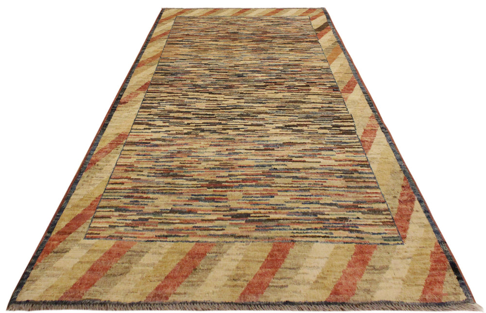 handmade Modern Gabbeh Blue Beige Hand Knotted RECTANGLE 100% WOOL area rug 3' x 5'