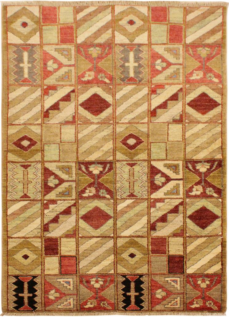 handmade Modern Gabbeh Beige Red Hand Knotted RECTANGLE 100% WOOL area rug 3  x 5 