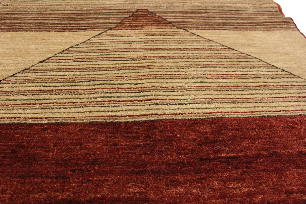 handmade Modern Gabbeh Beige Red Hand Knotted RECTANGLE 100% WOOL area rug 3' x 5'