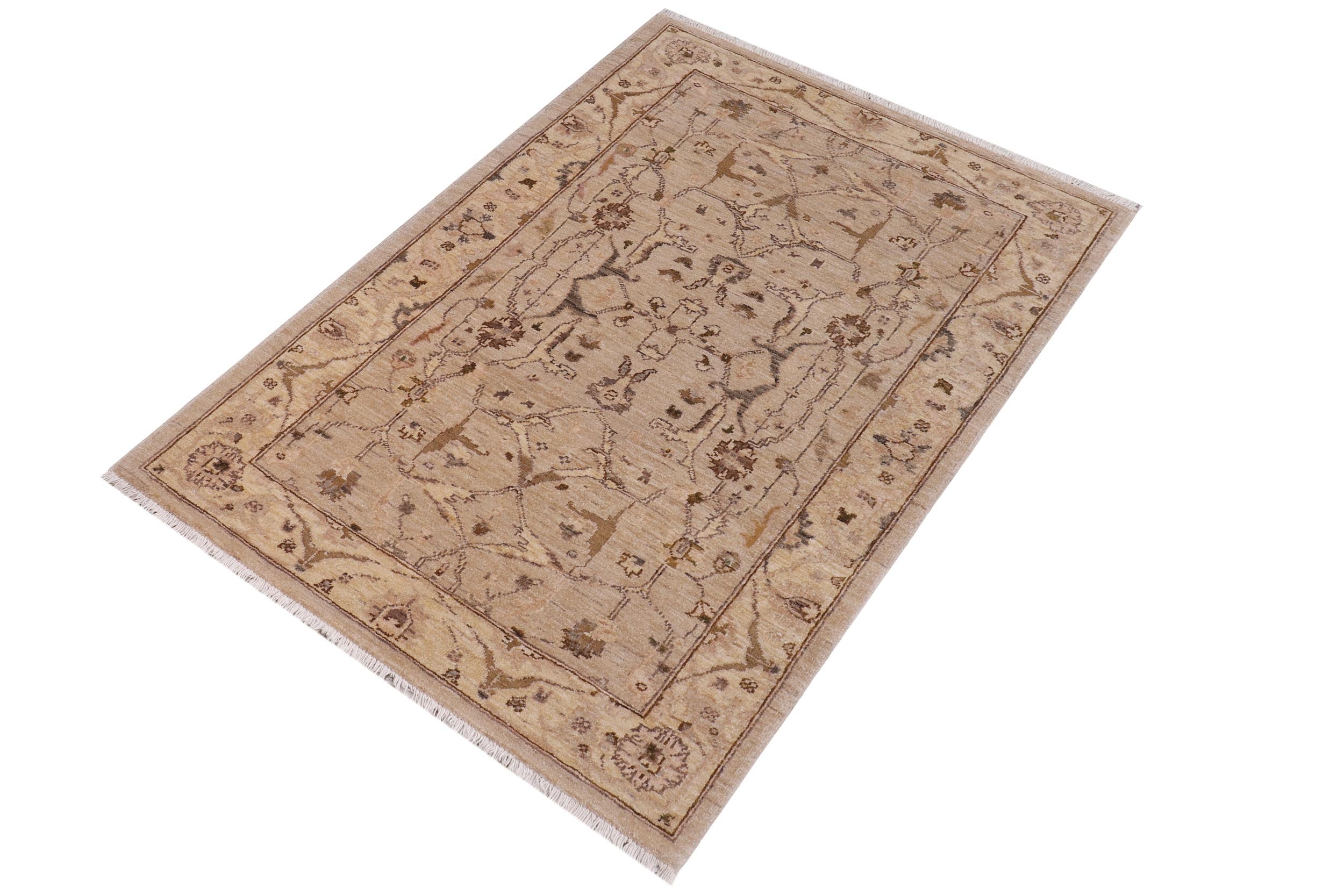 handmade Traditional Kafkaz Lt. Tan Gold Hand Knotted RECTANGLE 100% WOOL area rug 3x5