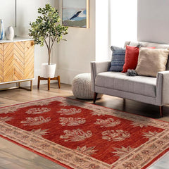 handmade Transitional Kafkaz Red Tan Hand Knotted RECTANGLE 100% WOOL area rug 3 x 5