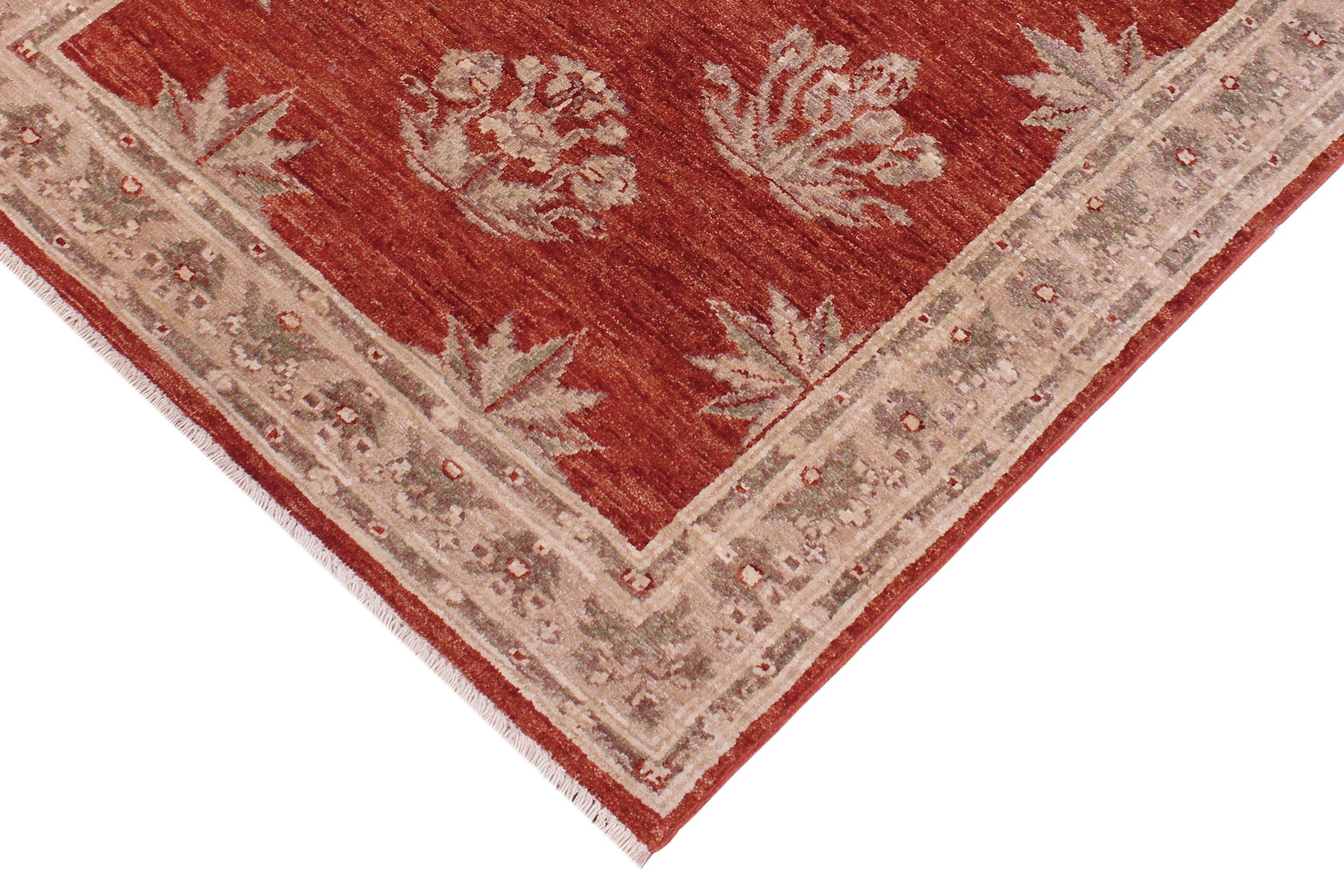 handmade Modern Kafkaz Red Tan Hand Knotted RECTANGLE 100% WOOL area rug 3' x 5'