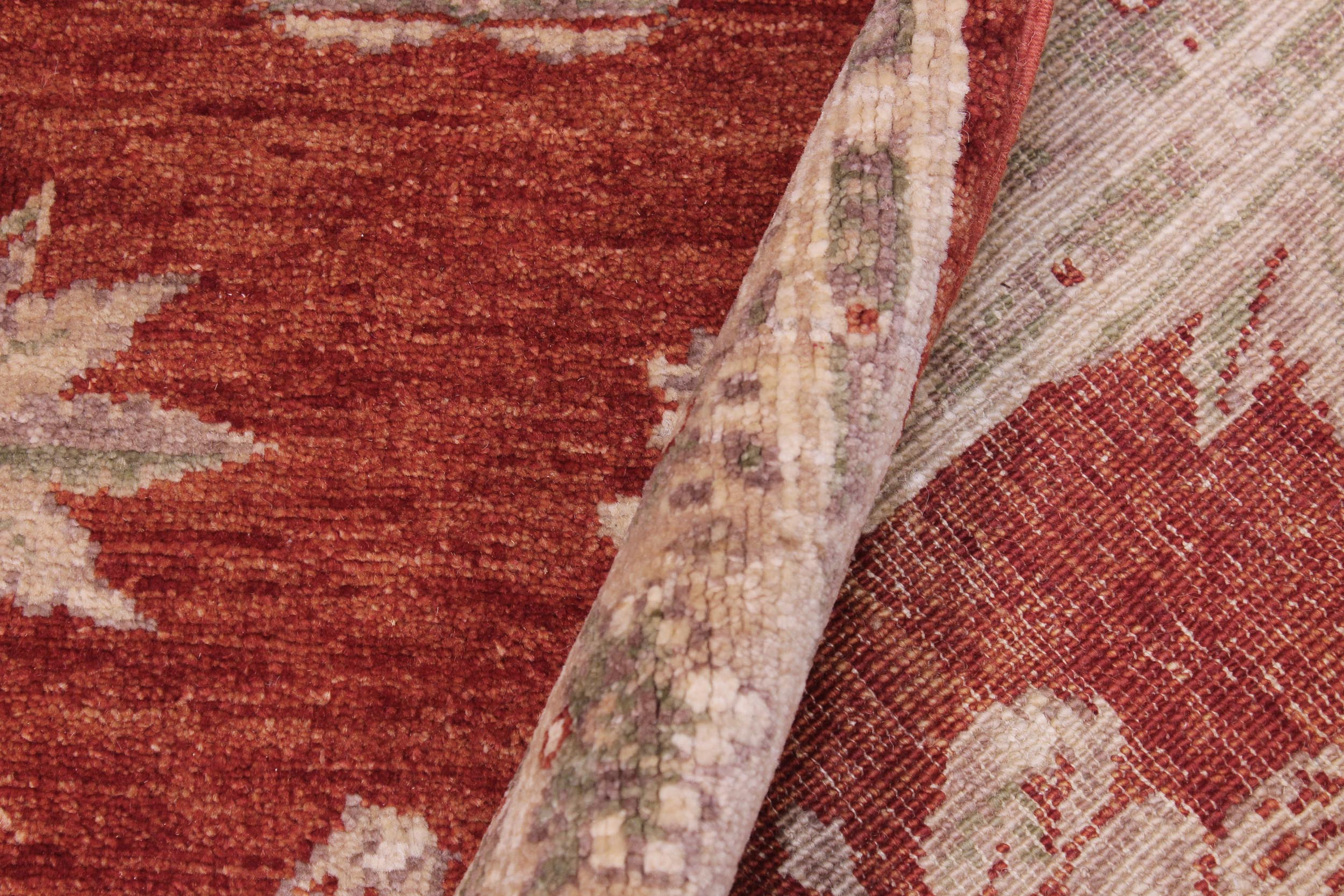 handmade Modern Kafkaz Red Tan Hand Knotted RECTANGLE 100% WOOL area rug 3' x 5'