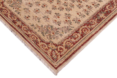 handmade Transitional Kafkaz Ivory Red Hand Knotted RECTANGLE 100% WOOL area rug 3' x 5'