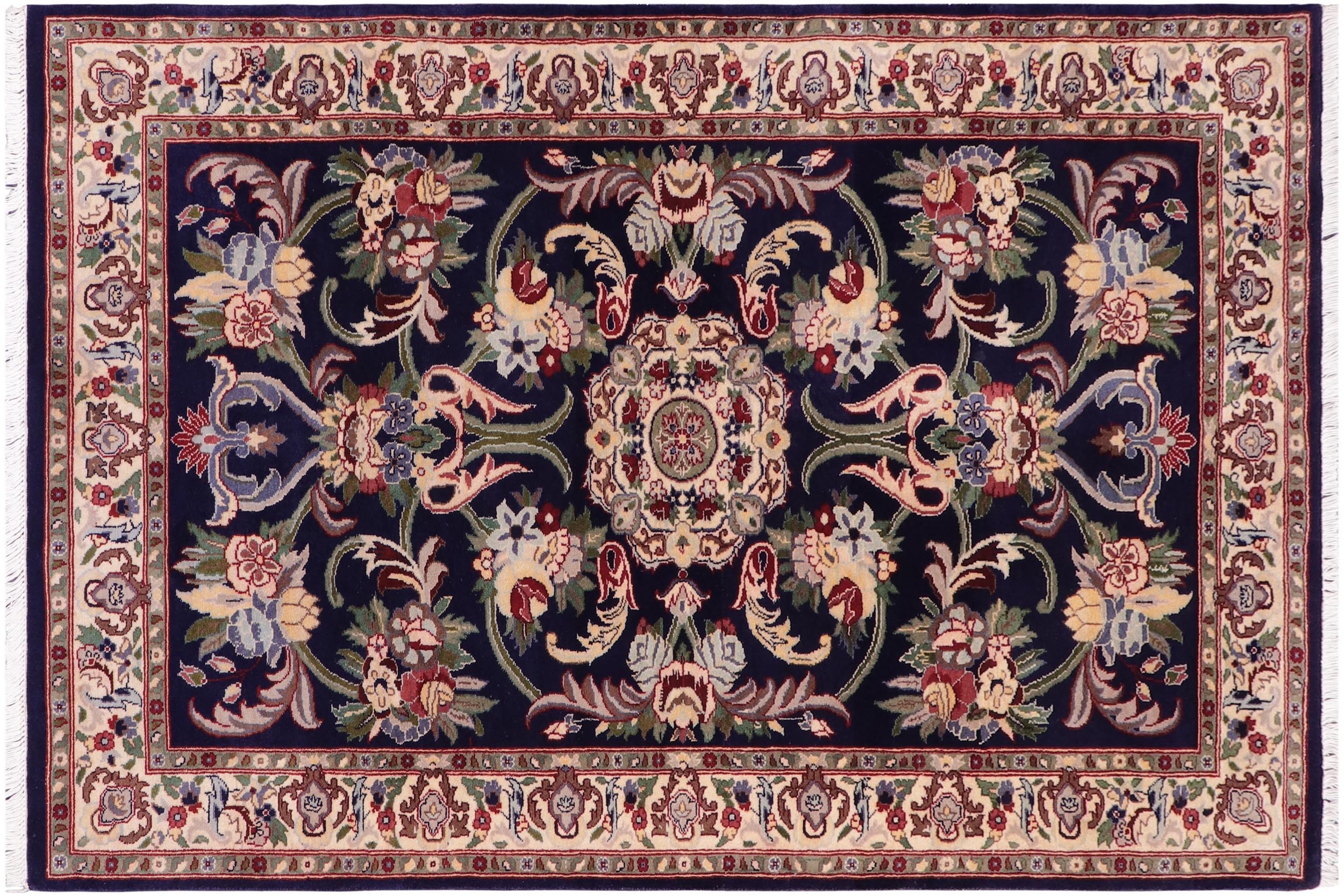 handmade Traditional Anarlaki Blue Beige Hand Knotted RECTANGLE 100% WOOL area rug 3x5